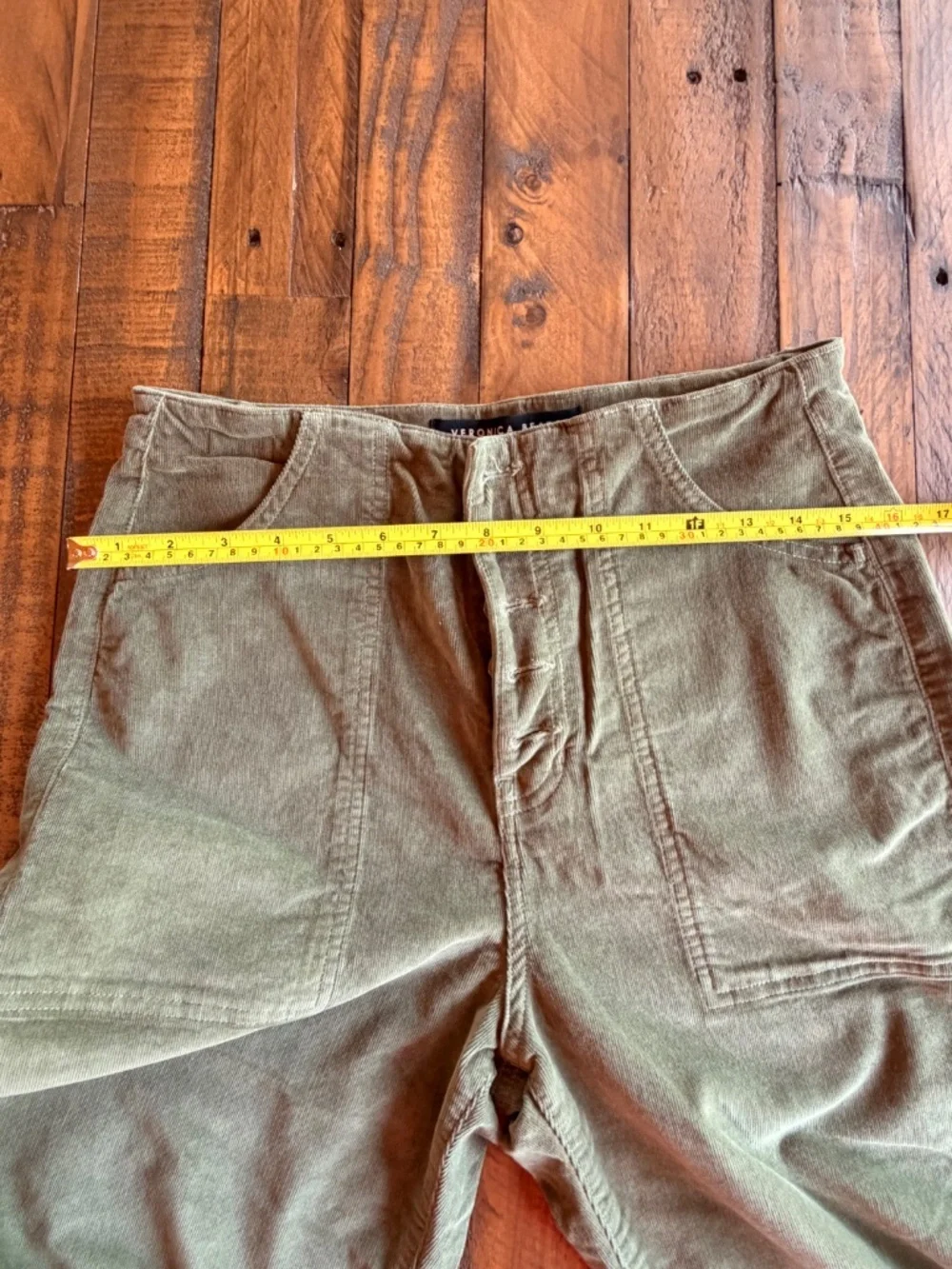 Veronica Beard Crosbie Wide Leg Crop Pants 29 High Rise Corduroy Clover Green EU - Picture 8 of 9